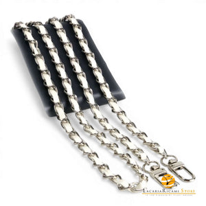 Catena Con Inserto EcoPelle Per Borse - MAF Accessories - Colore: 22874 - ARGENTO-PANNA - by LacariaRicami.Store