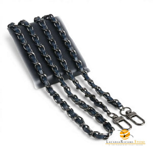 Catena Con Inserto EcoPelle Per Borse - MAF Accessories - Colore: 22911 - ANTRACITE-BLU - by LacariaRicami.Store