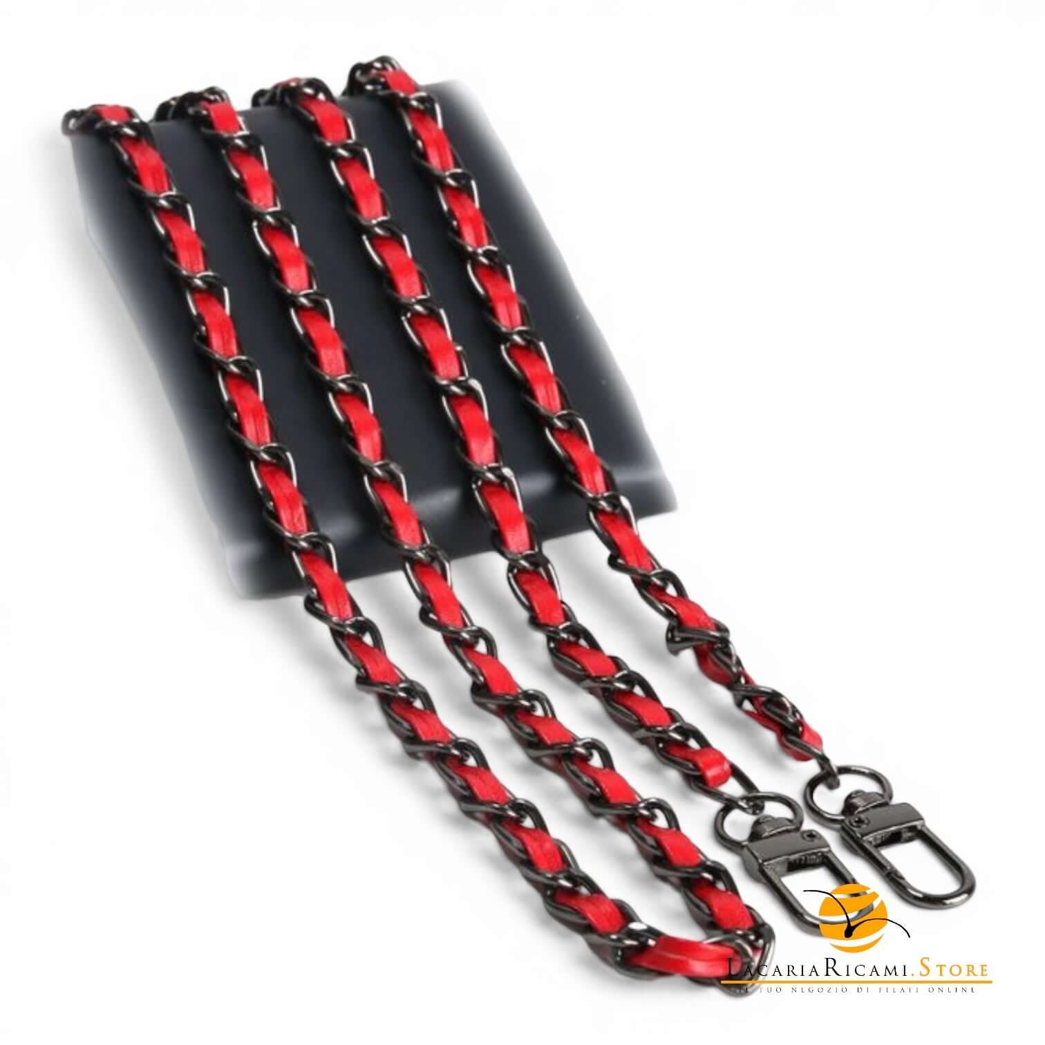 Catena Con Inserto EcoPelle Per Borse - MAF Accessories - Colore: 22928 - ANTRACITE-BORDEAUX - by LacariaRicami.Store