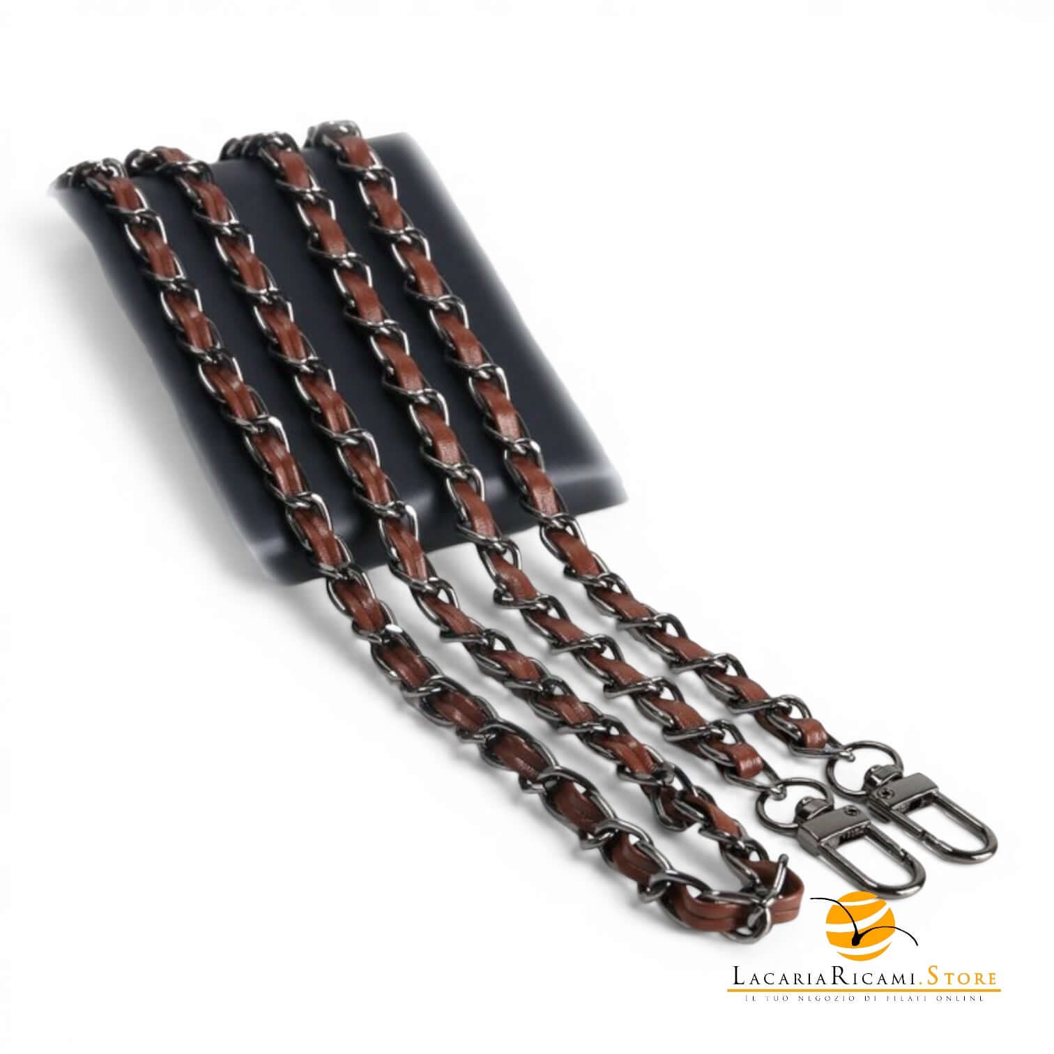 Catena Con Inserto EcoPelle Per Borse - MAF Accessories - Colore: 22942 - ANTRACITE-MARRONE - by LacariaRicami.Store