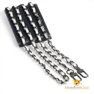 Catena Con Inserto EcoPelle Per Borse - MAF Accessories - Colore: 22980 - ANTRACITE-BIANCO - by LacariaRicami.Store
