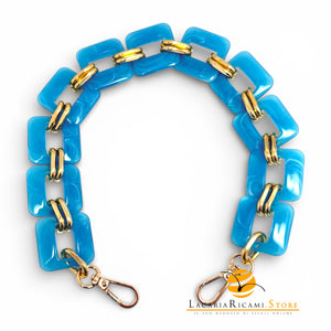 MANICO/CATENA In Resina con Anello e Moschettone 50 Cm - Colore: TURCHESE MELANGE - by LacariaRicami.Store