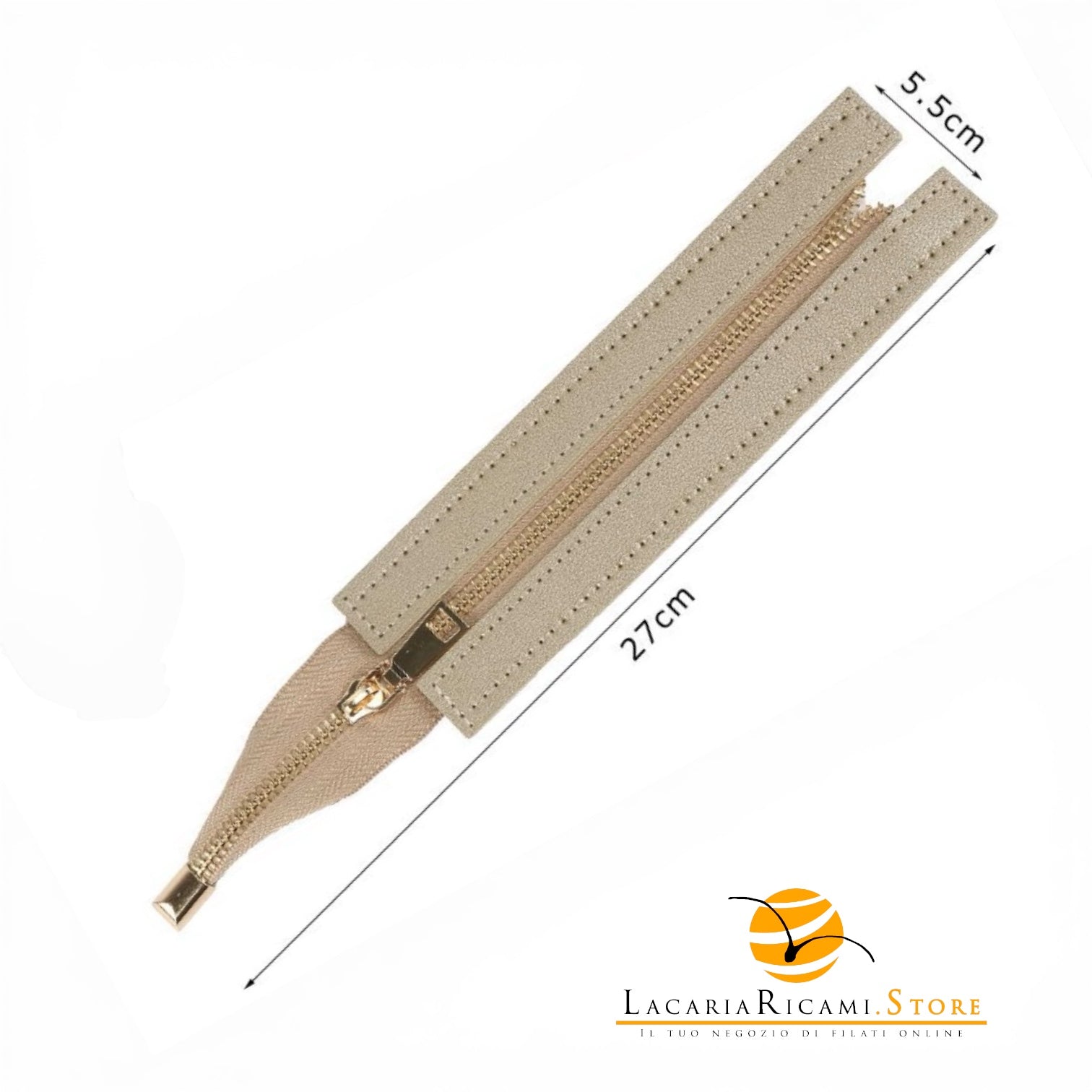 CERNIERA Per Borse (Eco Pelle) - MAF Aaccessories - Colore: 27(19)x5.5 Cm - ECRÚ - by LacariaRicami.Store