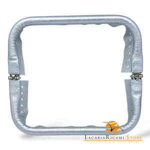 CHIUSURA A Molla Rettangolare 20x9 cm Ricoperta in Ecopelle - Mas Srl - ARGENTO - LacariaRicami.Store