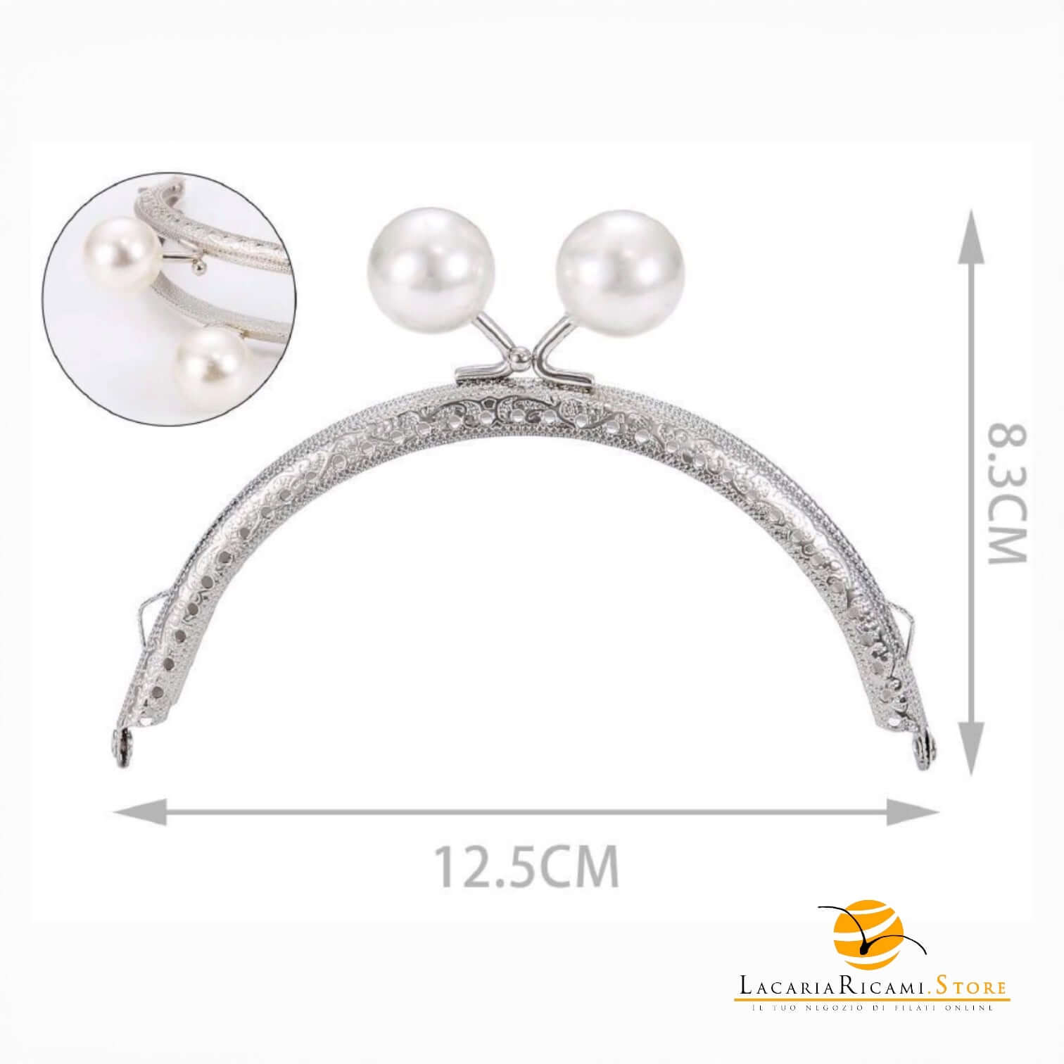 CLIK CLAK Perla Argento 12,5 CM - Colore: PERLA - by LacariaRicami.Store