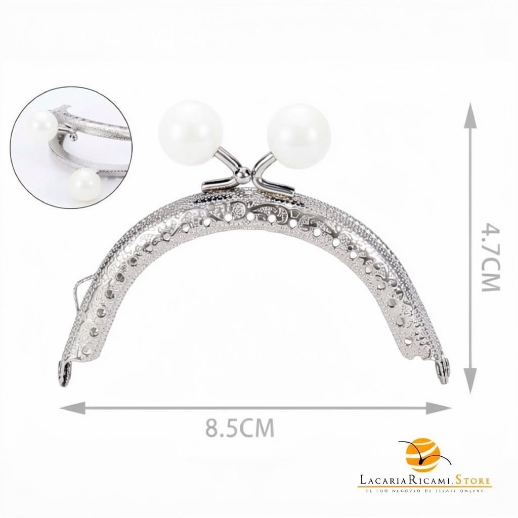 CLIK CLAK Perla Argento 8,5 CM - Colore: BIANCO - by LacariaRicami.Store