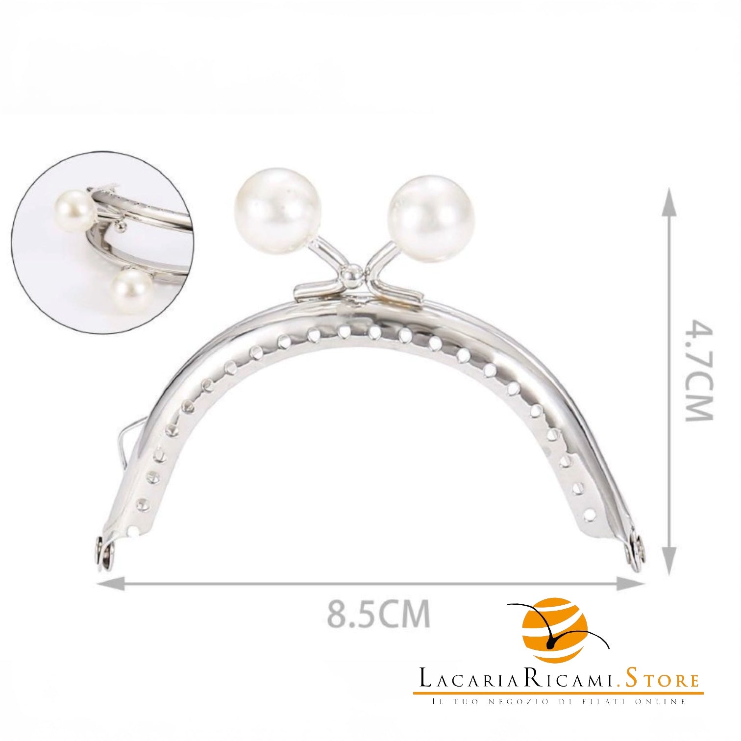 CLIK CLAK Arco ARGENTO Con Perla - Colore: 8.5x4.7cm - PERLA - by LacariaRicami.Store
