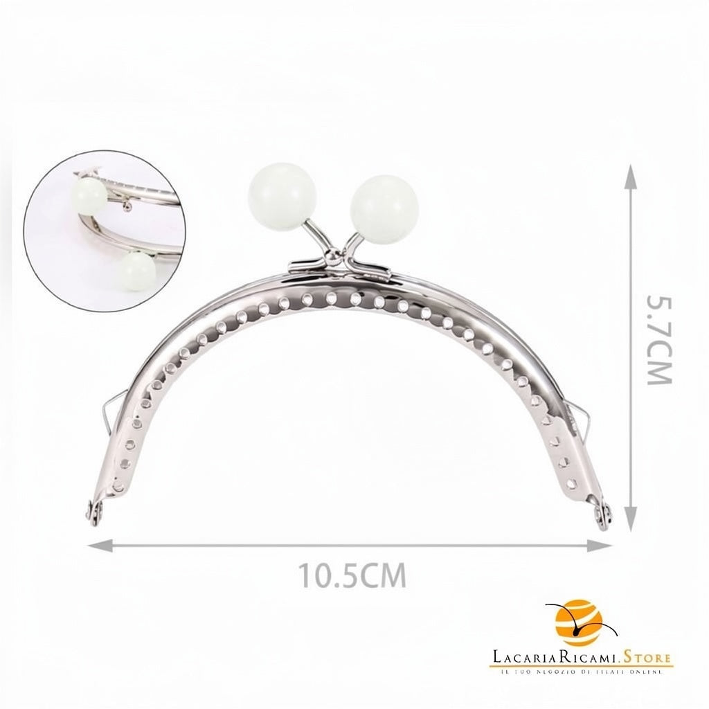 CLIK CLAK Arco ARGENTO Con Perla - Colore: 10.5x5.7cm - BIANCO - by LacariaRicami.Store