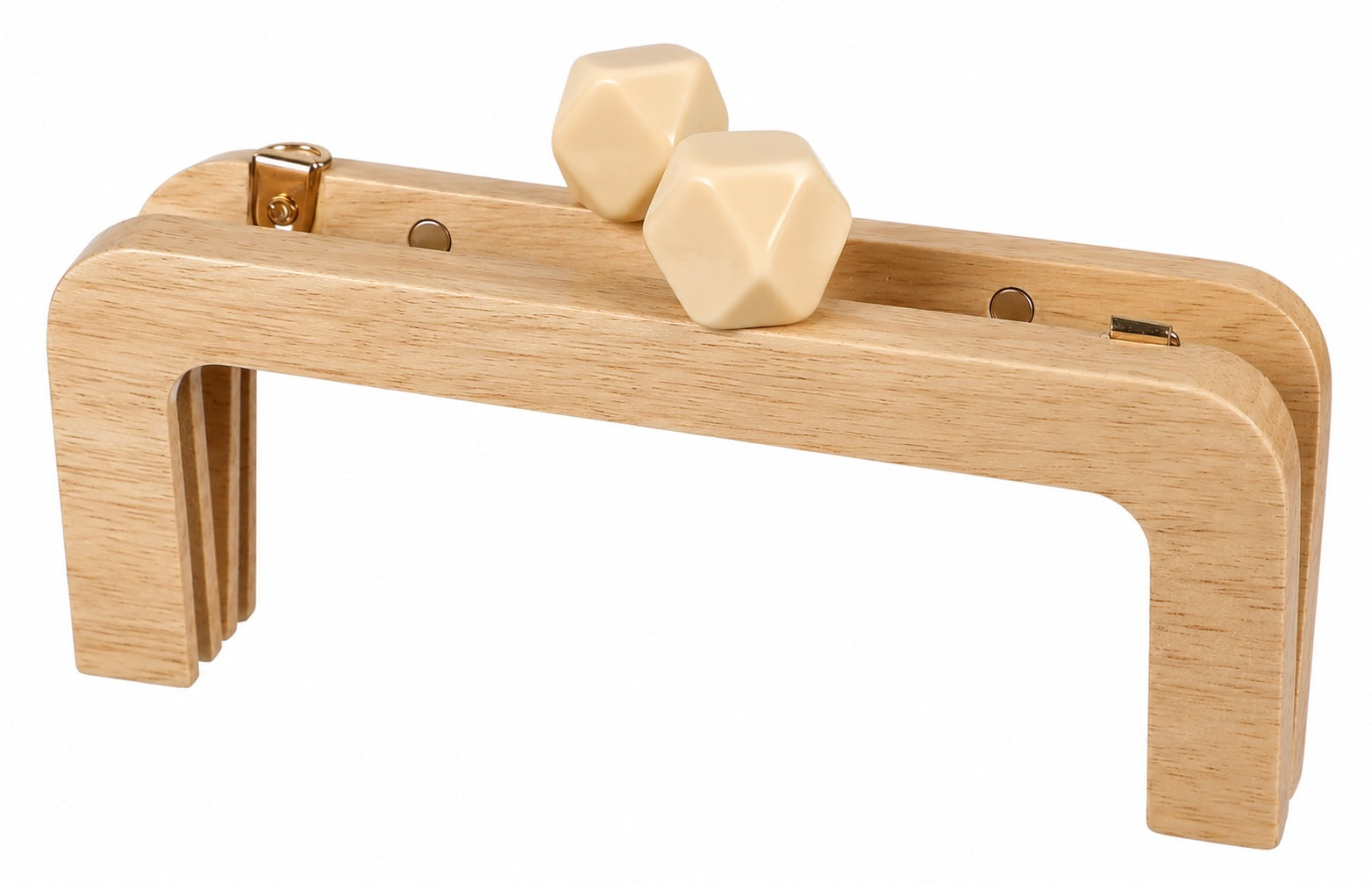 CLIK CLAK In Legno Con Perla Quadrata 20x8Cm - Colore: BEIGE - by LacariaRicami.Store