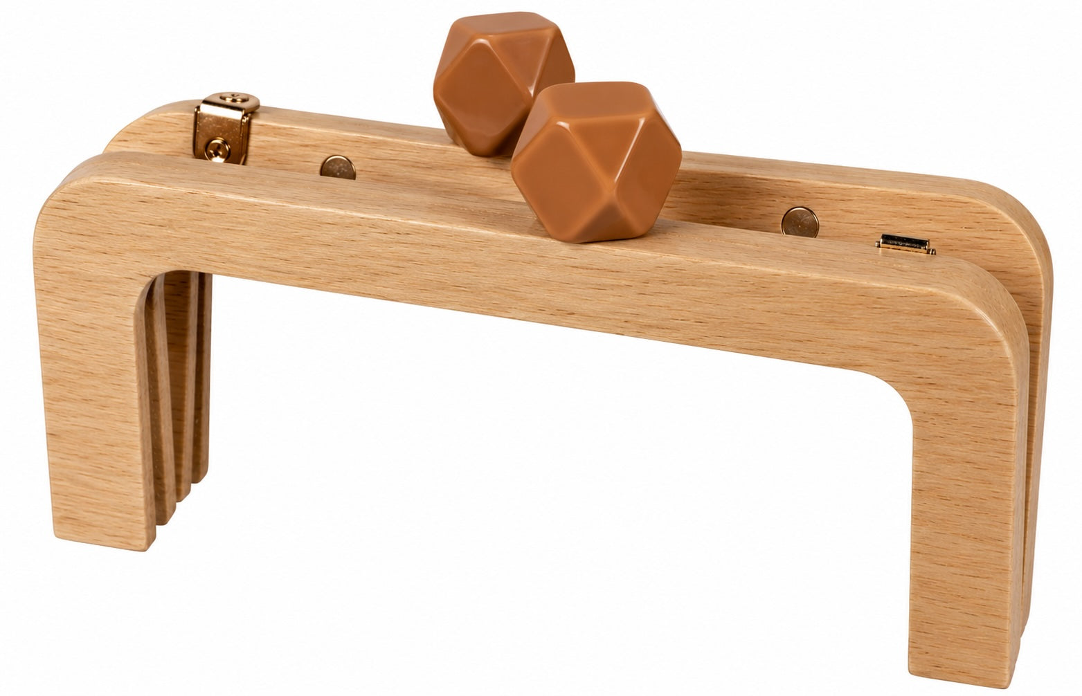 CLIK CLAK In Legno Con Perla Quadrata 20x8Cm - Colore: CARAMELLO - by LacariaRicami.Store