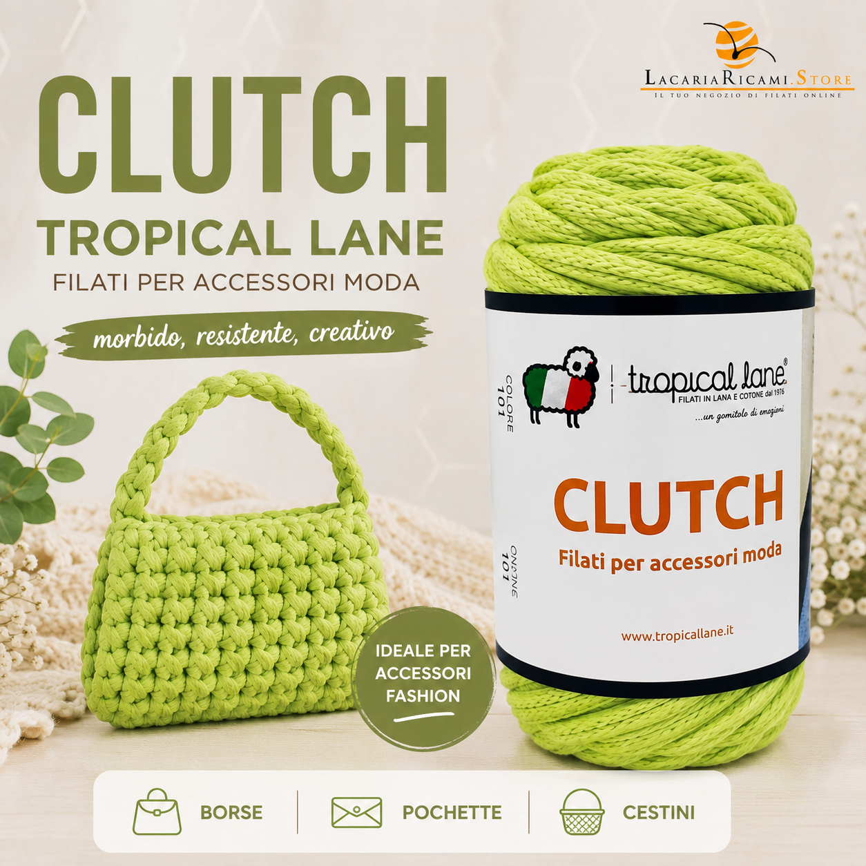 Catenella Tubolare CLUTCH - Tropical Lane - Colore: - by LacariaRicami.Store