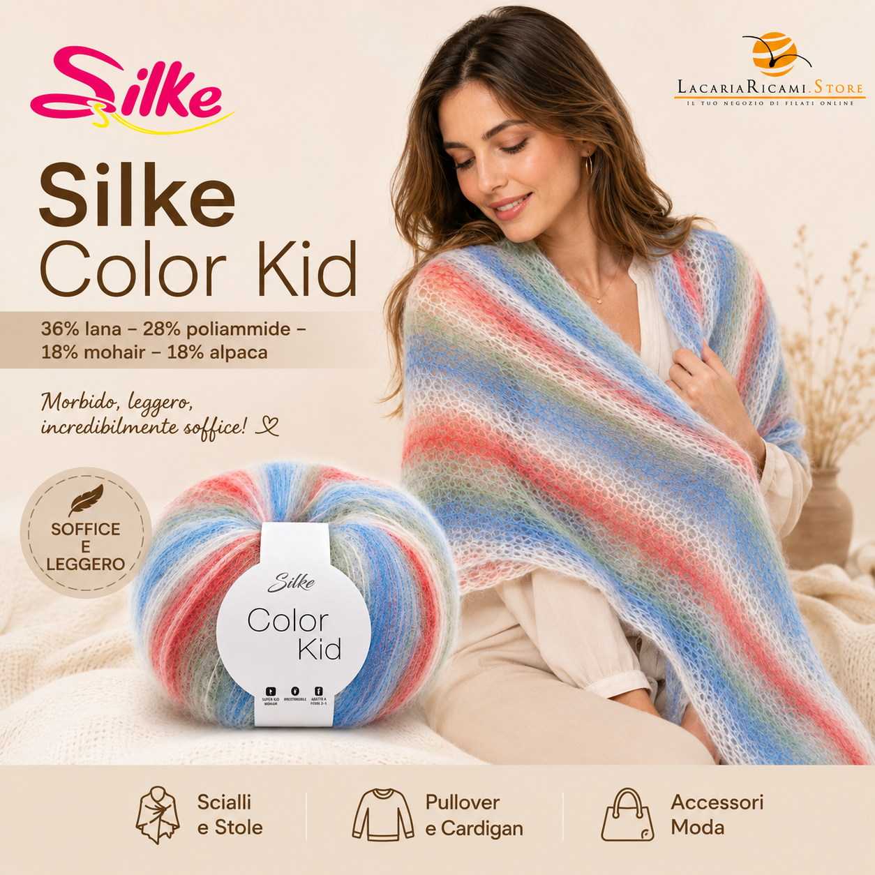 Lana COLOR KID - Silke - Colore: - by LacariaRicami.Store