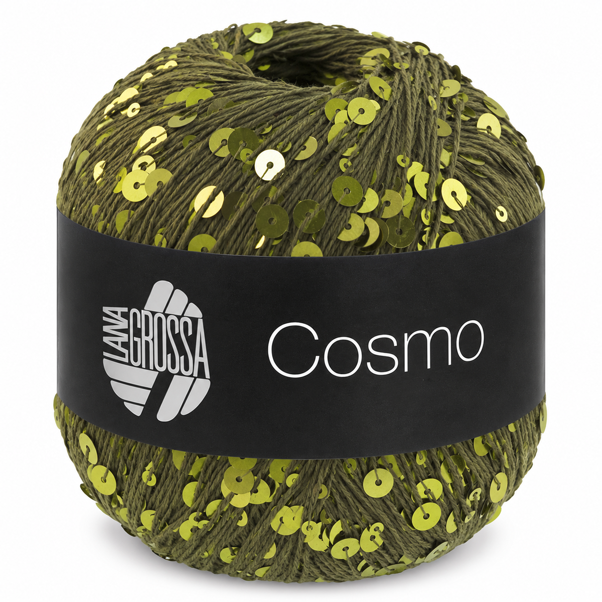 Cotone COSMO con Paillettes - LANA GROSSA - Colore: 22 - OLIVA SCURO - by LacariaRicami.Store