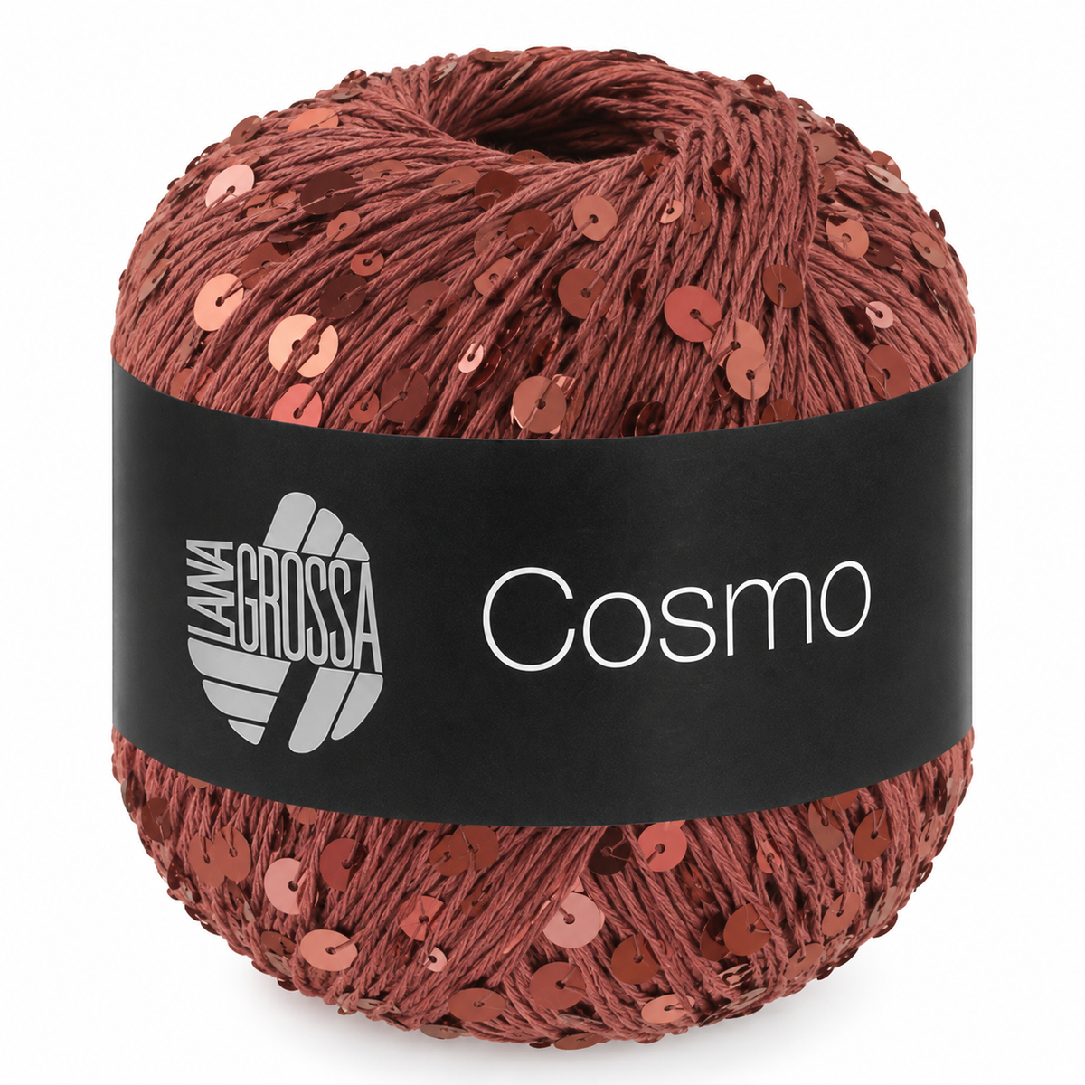Cotone COSMO con Paillettes - LANA GROSSA - Colore: 25 - MARRONE ROSSO - by LacariaRicami.Store