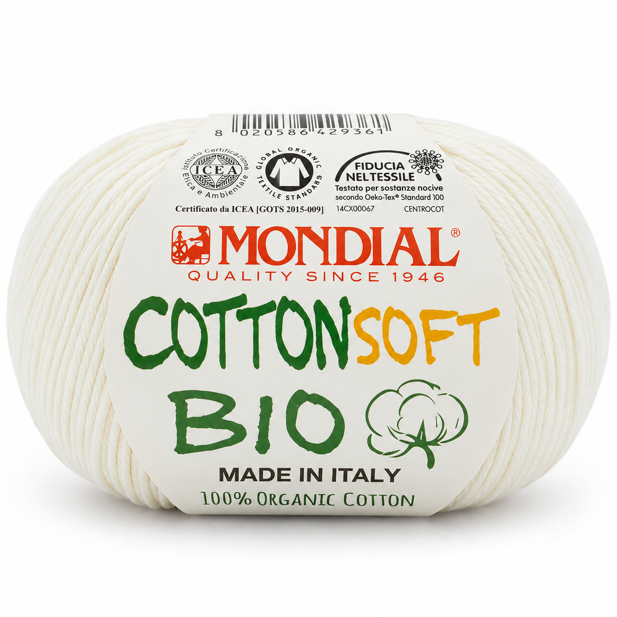 Cotone COTTON SOFT BIO - MONDIAL - Colore: 010 - PANNA - by LacariaRicami.Store