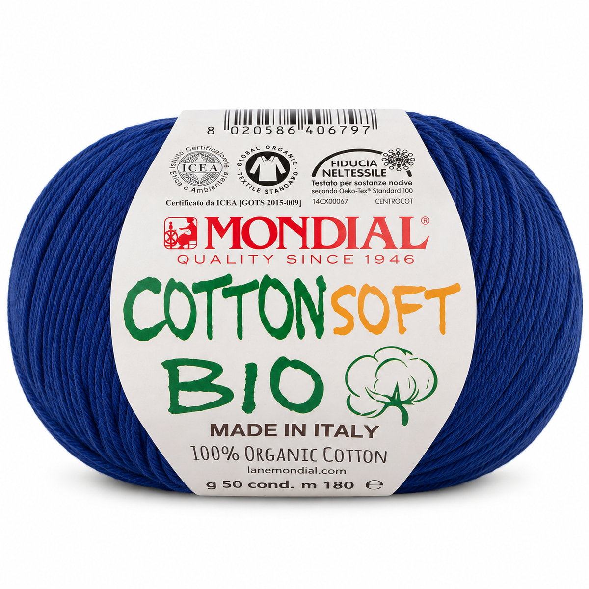 Cotone COTTON SOFT BIO - MONDIAL - Colore: 111 - BLU MARINO - by LacariaRicami.Store