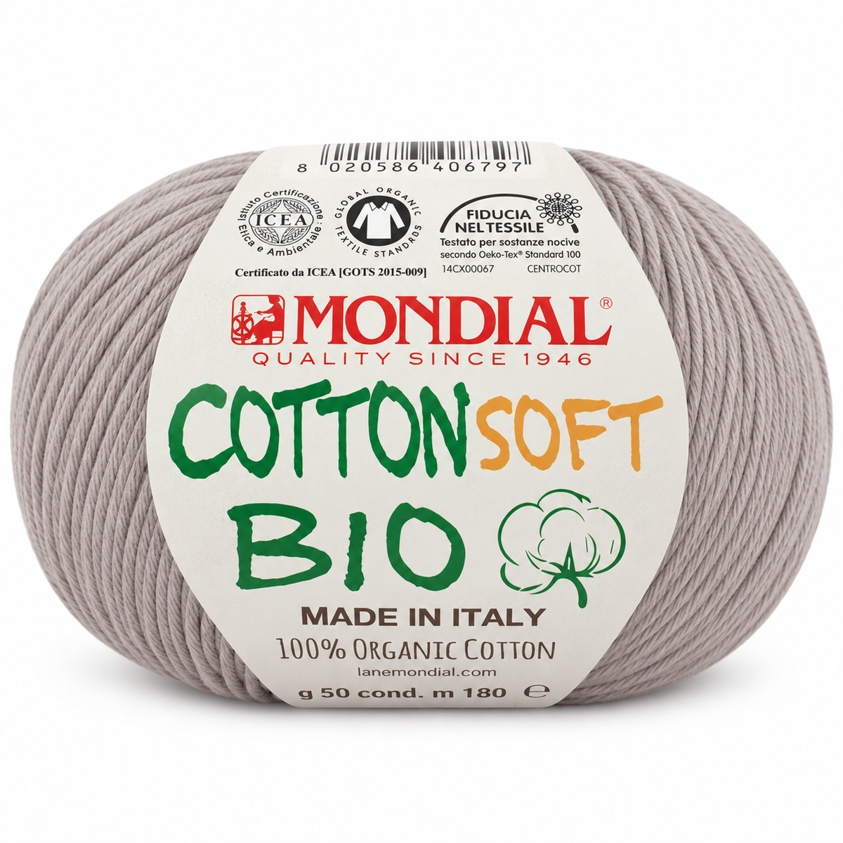 Cotone COTTON SOFT BIO - MONDIAL - Colore: 112 - GRIGIO PLATINO - by LacariaRicami.Store
