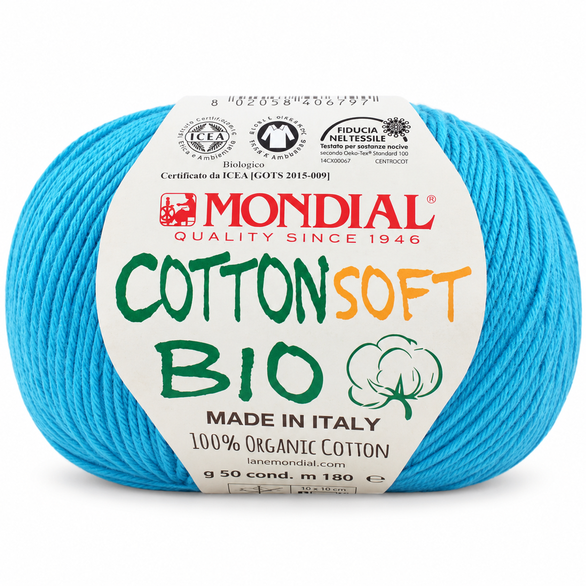Cotone COTTON SOFT BIO - MONDIAL - Colore: 147 - MARE - by LacariaRicami.Store