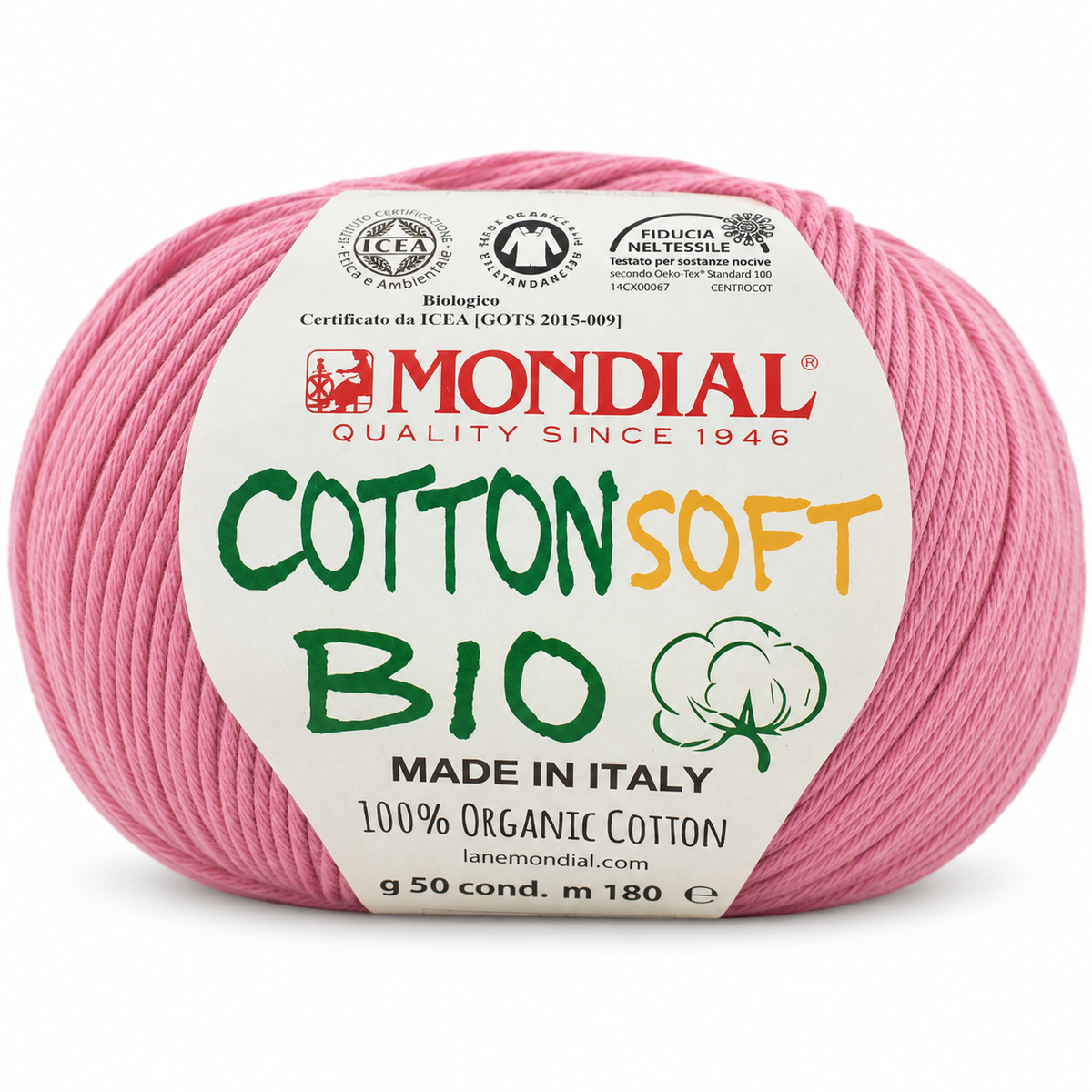 Cotone COTTON SOFT BIO - MONDIAL - Colore: 162 - ROSA - by LacariaRicami.Store