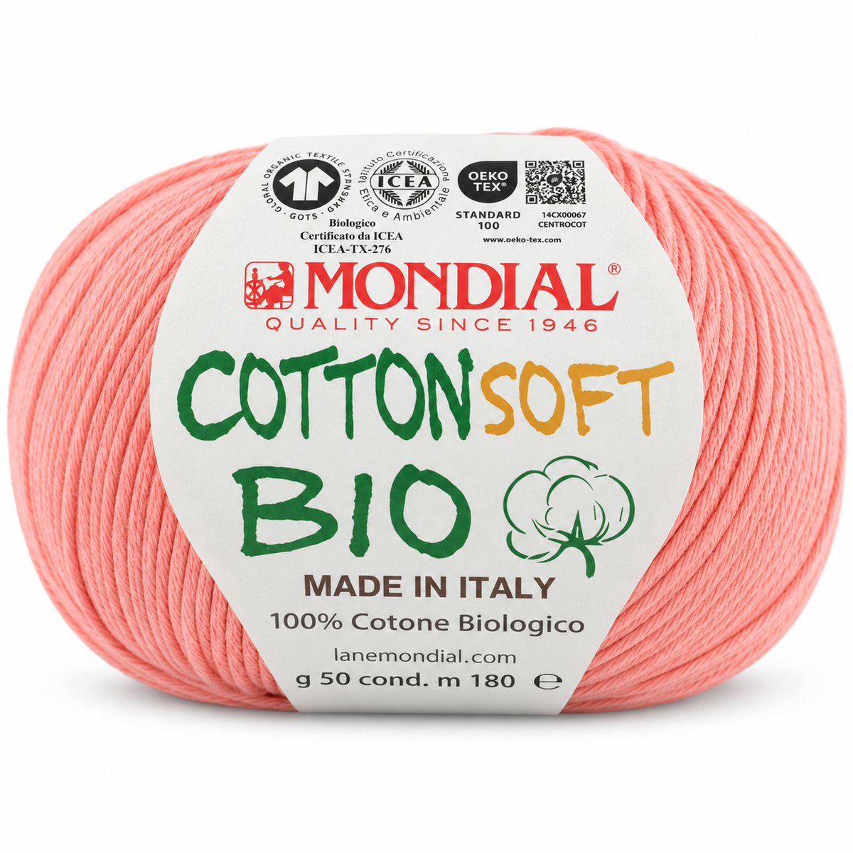 Cotone COTTON SOFT BIO - MONDIAL - Colore: 183 - SALMONE - by LacariaRicami.Store