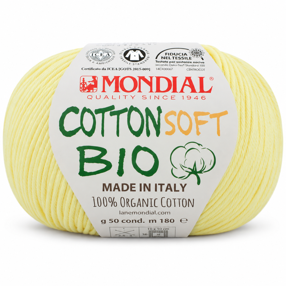 Cotone COTTON SOFT BIO - MONDIAL - Colore: 191 - GIALLO BABY - by LacariaRicami.Store