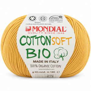 Cotone COTTON SOFT BIO - MONDIAL - Colore: 242 - GIALLO OCRA - by LacariaRicami.Store