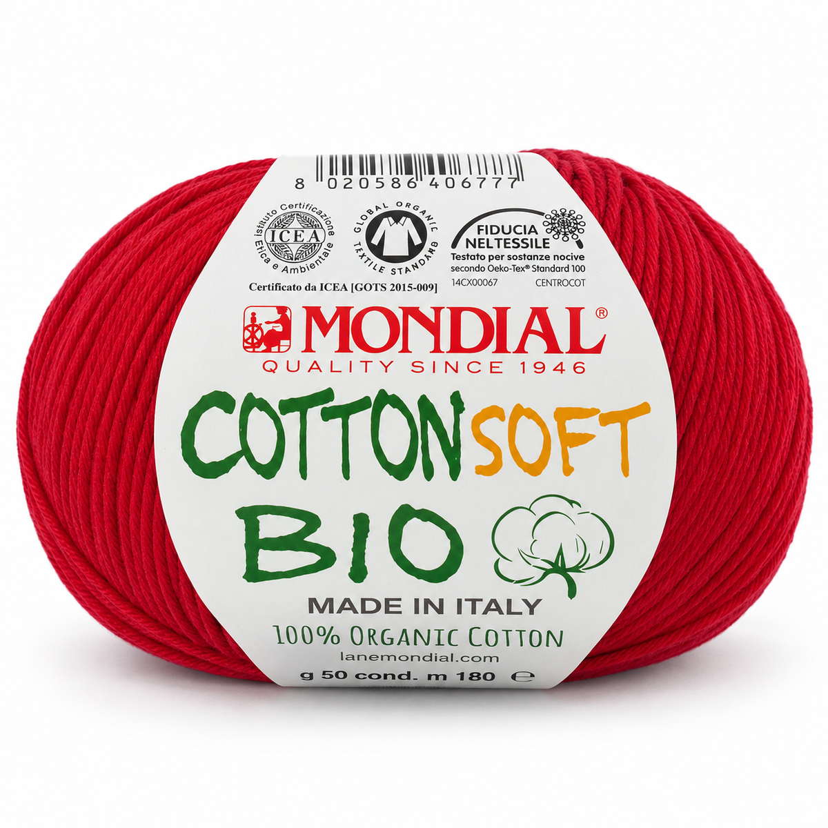 Cotone COTTON SOFT BIO - MONDIAL - Colore: 027 - ROSSO - by LacariaRicami.Store