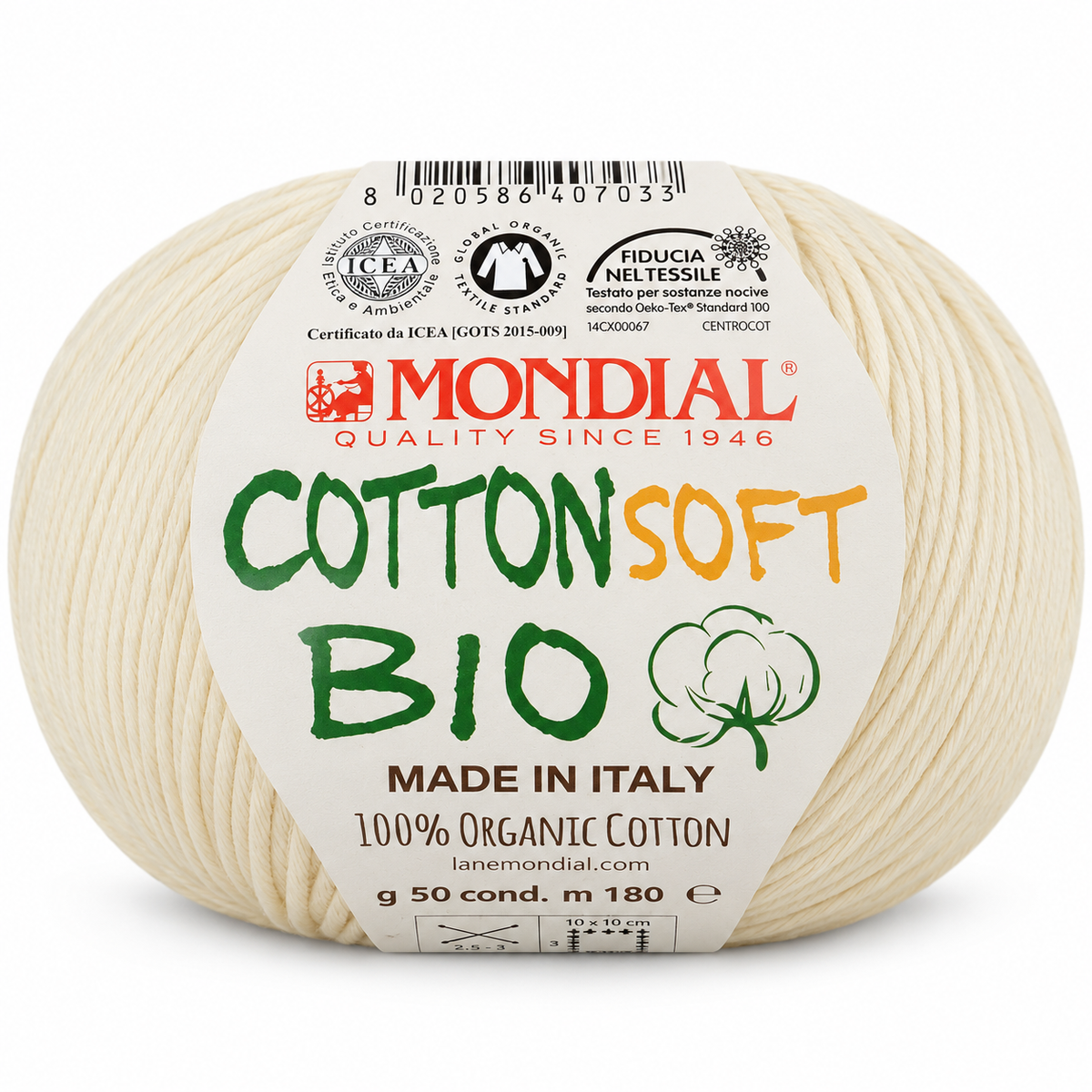 Cotone COTTON SOFT BIO - MONDIAL - Colore: 466 - AVORIO - by LacariaRicami.Store