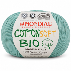 Cotone COTTON SOFT BIO - MONDIAL - Colore: 823 - VERDE SALVIA - by LacariaRicami.Store