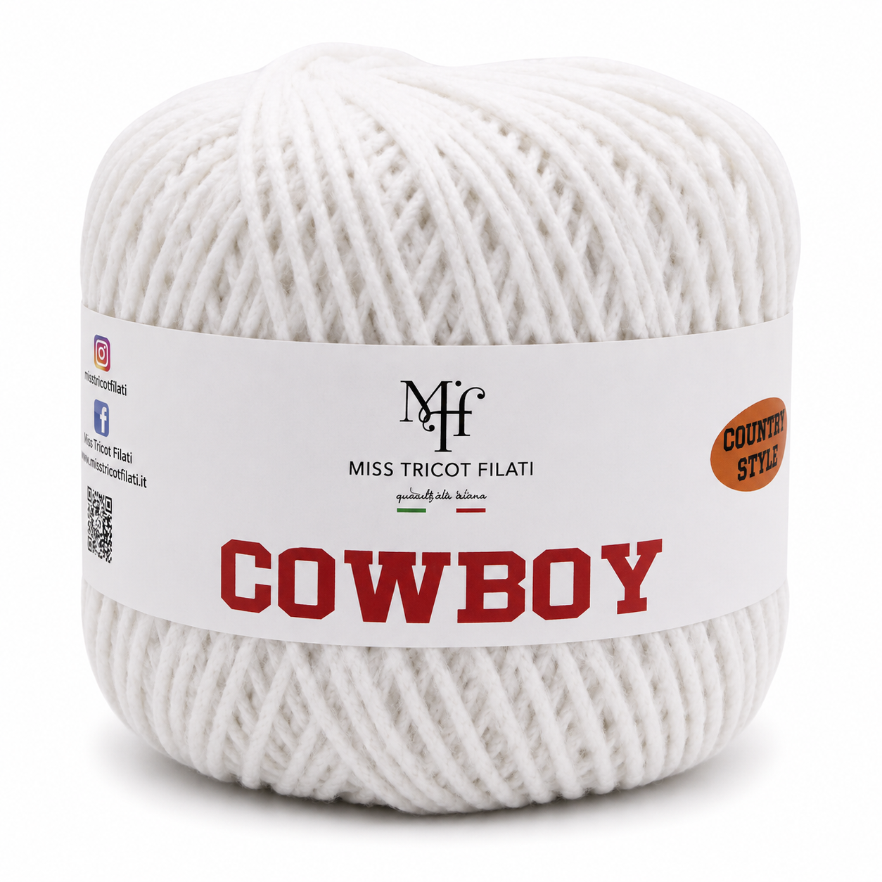CORDINO CowBoy – Miss Tricot Filati - Colore: 01 - BIANCO - by LacariaRicami.Store