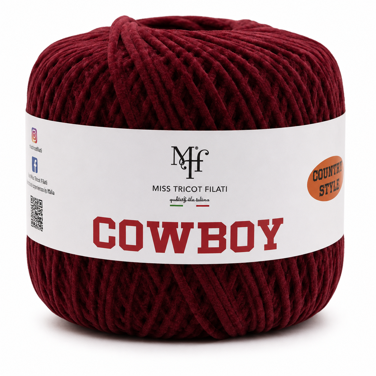 CORDINO CowBoy – Miss Tricot Filati - Colore: 12 - BORDEAUX - by LacariaRicami.Store