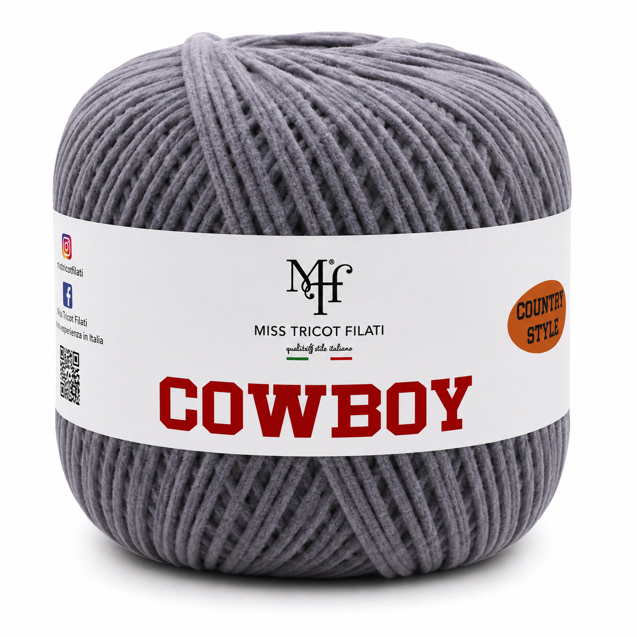 CORDINO CowBoy – Miss Tricot Filati - Colore: 17 - GRIGIO MEDIO - by LacariaRicami.Store