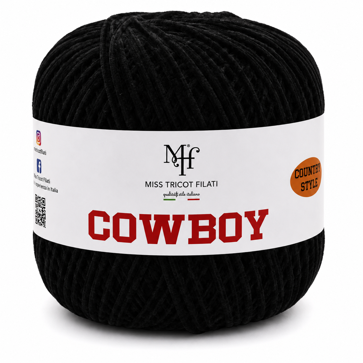 CORDINO CowBoy – Miss Tricot Filati - Colore: 18 - NERO - by LacariaRicami.Store