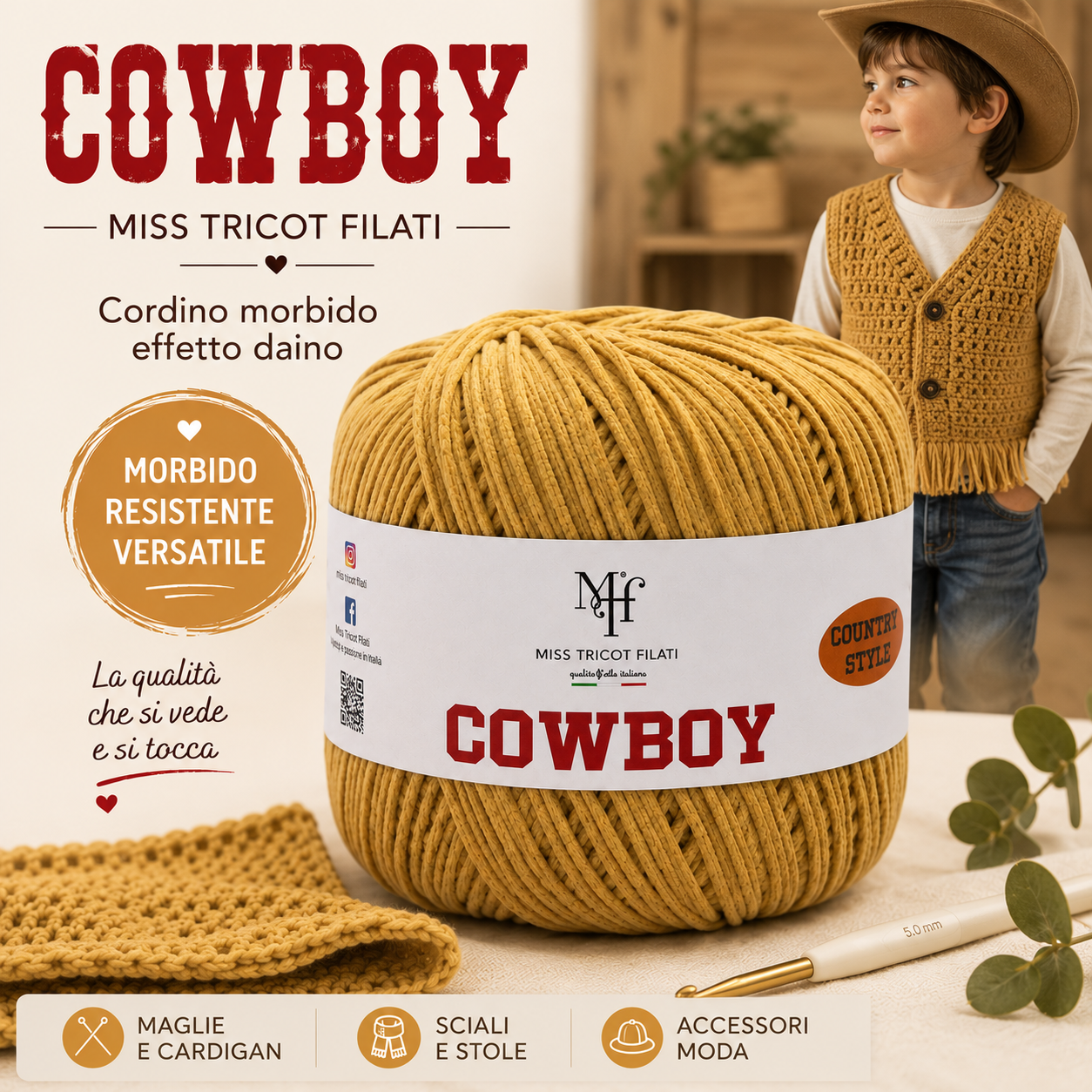 CORDINO CowBoy – Miss Tricot Filati - Colore: - by LacariaRicami.Store