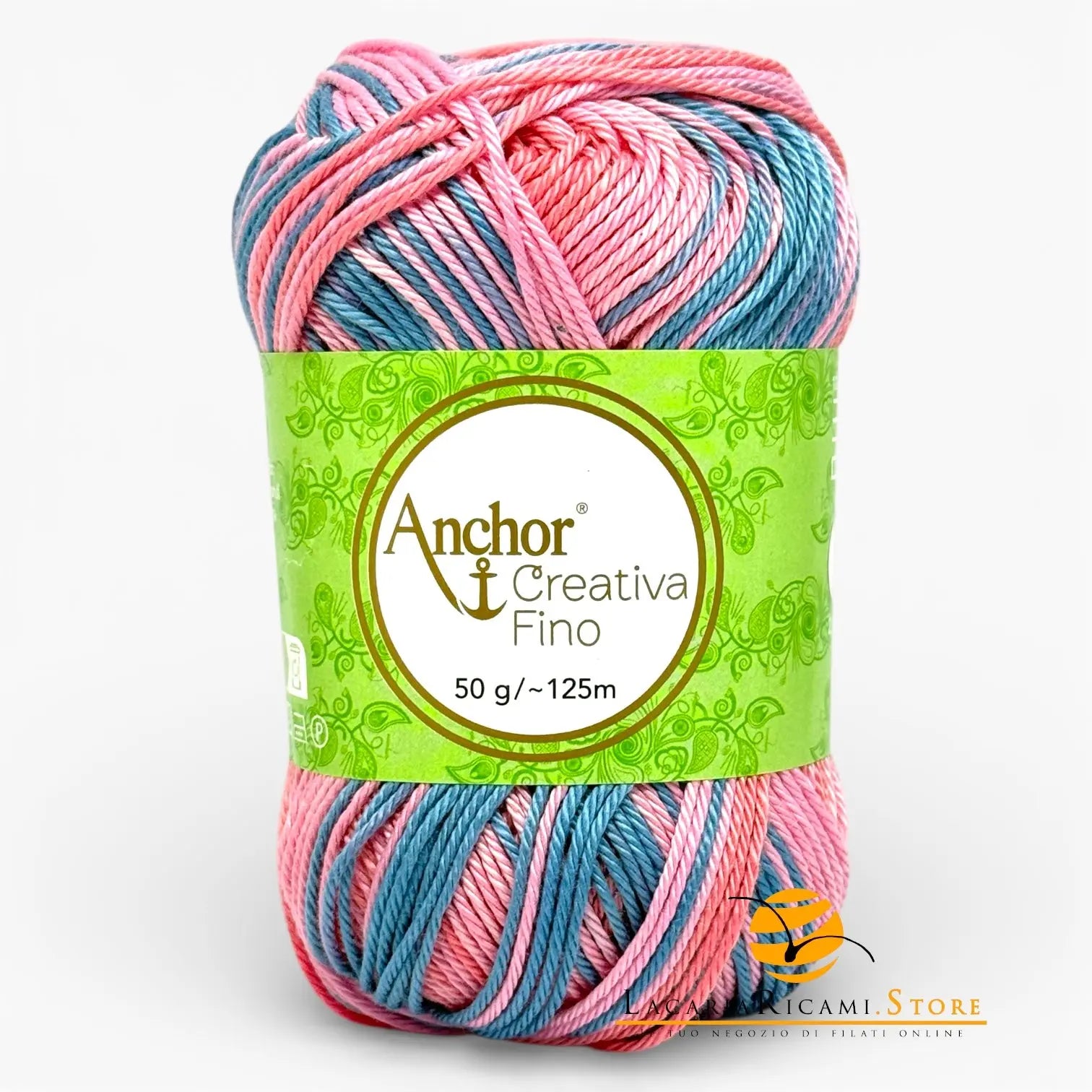 Cotone CREATIVA FINO MULTICOLOUR - ANCHOR - 00904 - ROSA VERDE ACQUA MIX - LacariaRicami.Store