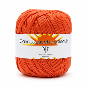 Viscosa CANNA DA ZUCCHERO SEQUIN - Miss Tricot Filati - Colore: 252 - MANDARINO - by LacariaRicami.Store
