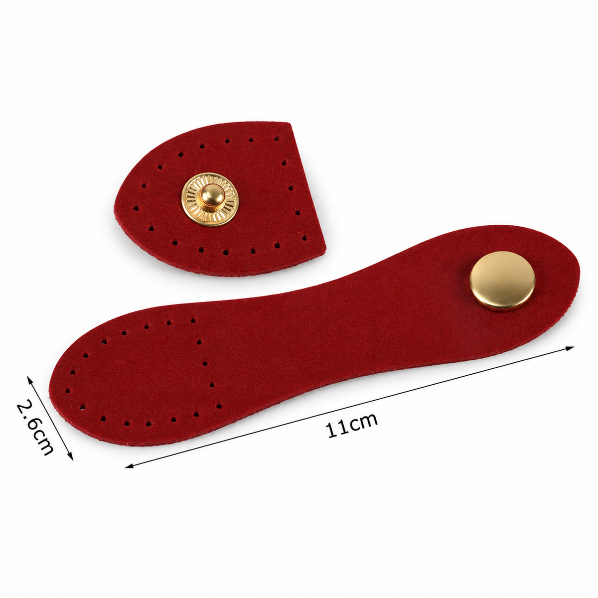 Chiusura a Pressione in ecopelle cucibile per borse | MAF Accessories - Colore: 13072-05 - ROSSO - by LacariaRicami.Store