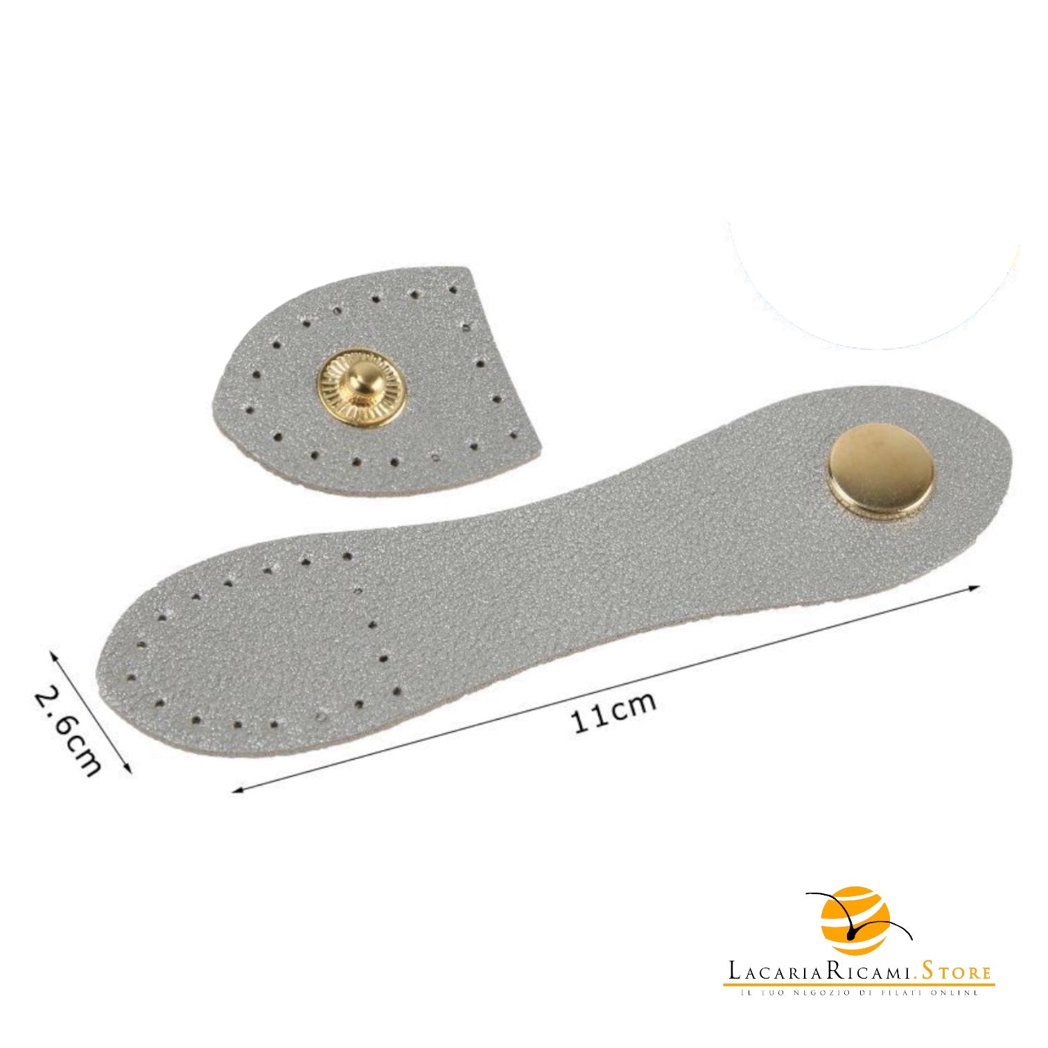 Chiusura a pressione in ecopelle cucibile per borse | MAF Accessories - Colore: 30817 - ARGENTO - by LacariaRicami.Store