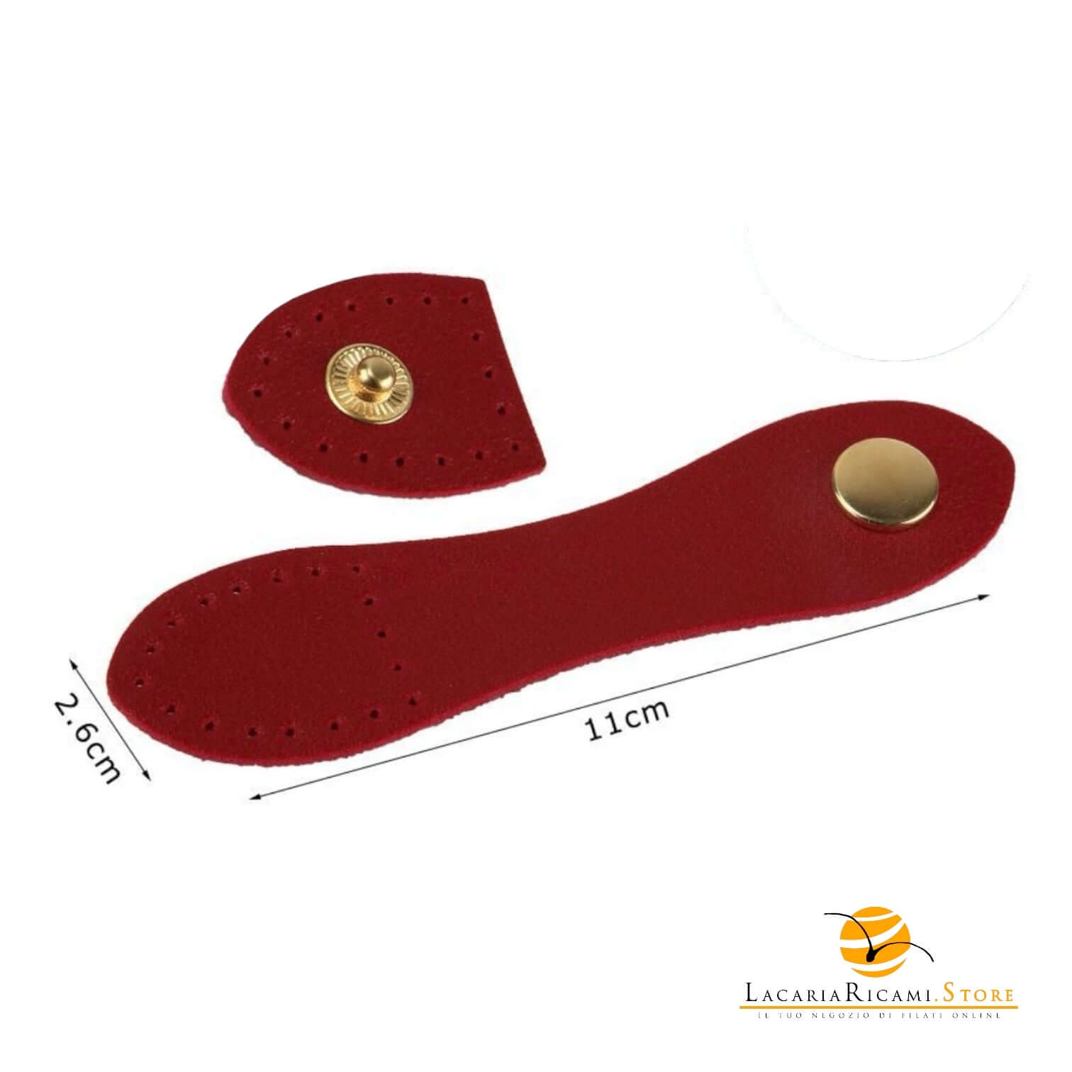 Chiusura a pressione in ecopelle cucibile per borse | MAF Accessories - Colore: 30770 - ROSSO - by LacariaRicami.Store