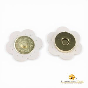 Chiusura magnetica in ecopelle cucibile per borse - Fiore | MAF Accessories - Colore: 56206 - BIANCO - by LacariaRicami.Store