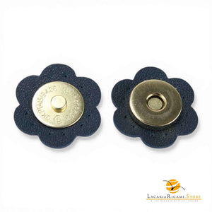 Chiusura magnetica in ecopelle cucibile per borse - Fiore | MAF Accessories - Colore: 56275 - BLU SCURO - by LacariaRicami.Store