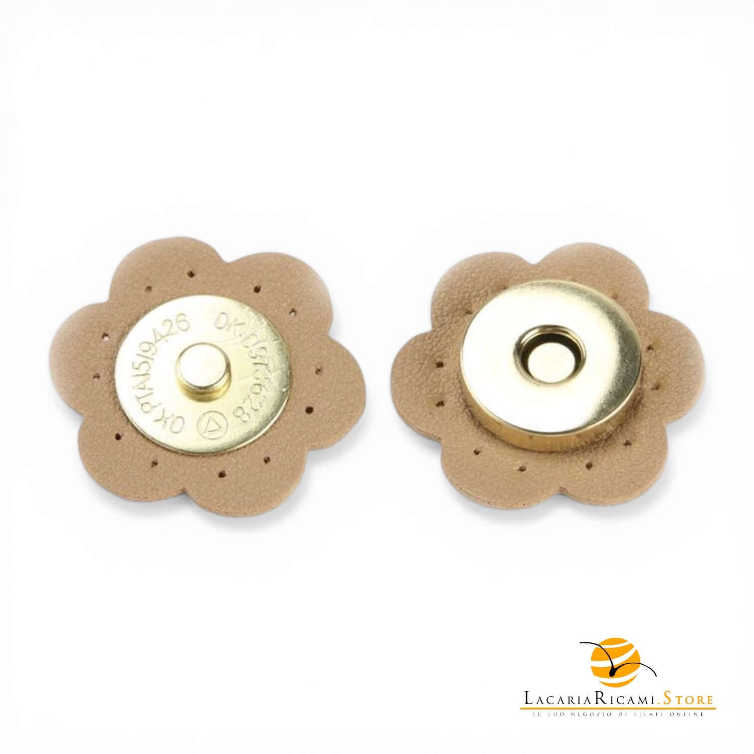 Chiusura magnetica in ecopelle cucibile per borse - Fiore | MAF Accessories - Colore: 56244 - ECRÚ - by LacariaRicami.Store