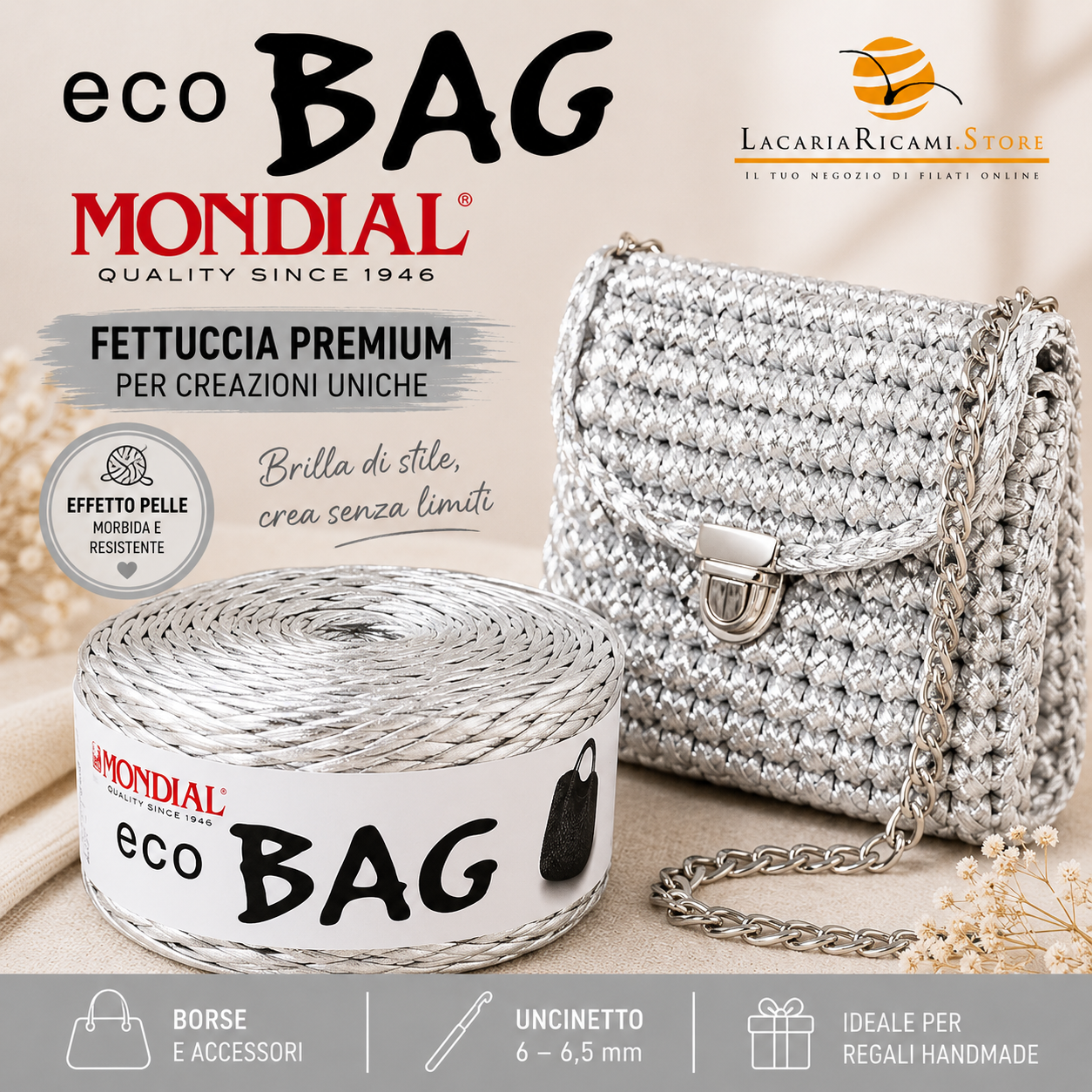 Fettuccia ECO BAG (Eco Pelle) - MONDIAL - Colore: - by LacariaRicami.Store