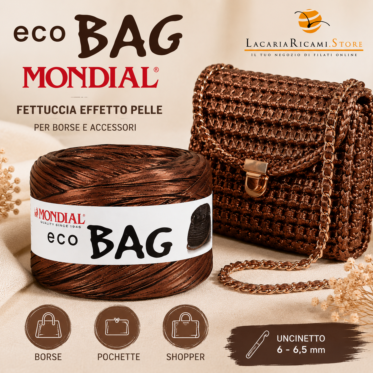 Fettuccia ECO BAG (Eco Pelle) - MONDIAL - Colore: - by LacariaRicami.Store