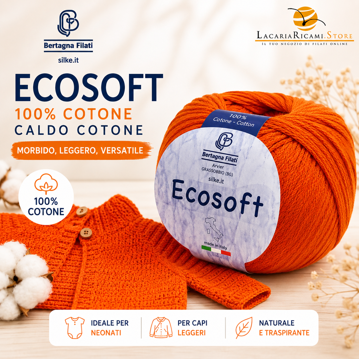 CALDO COTONE Ecosoft - Bertagna Filati - Colore: - by LacariaRicami.Store