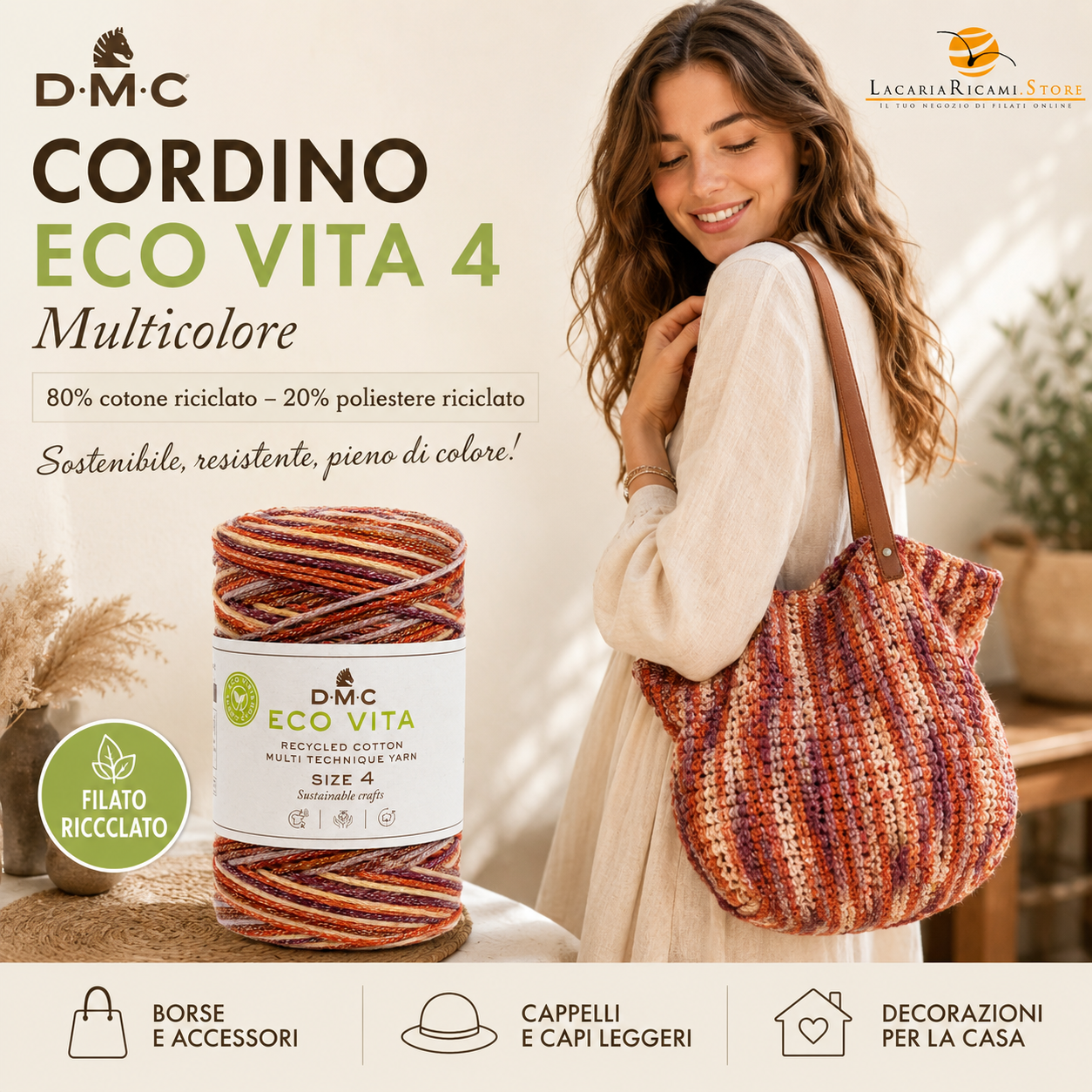 Cordino ECO VITA 4 Multicolore - DMC - Colore: - by LacariaRicami.Store