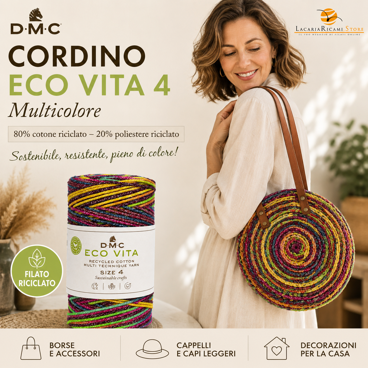 Cordino ECO VITA 4 Multicolore - DMC - Colore: - by LacariaRicami.Store