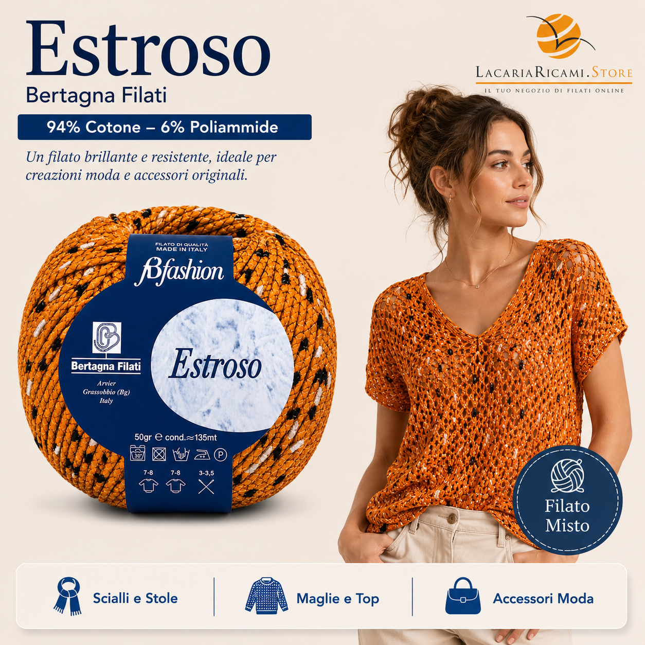 COTONE Estroso - Bertagna Filati - Colore: - by LacariaRicami.Store