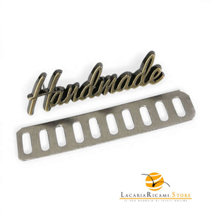 Etichetta HANDMADE In Metallo - MAF Accessories - Colore: HANDMADE 48x12mm - BRONZO - by LacariaRicami.Store