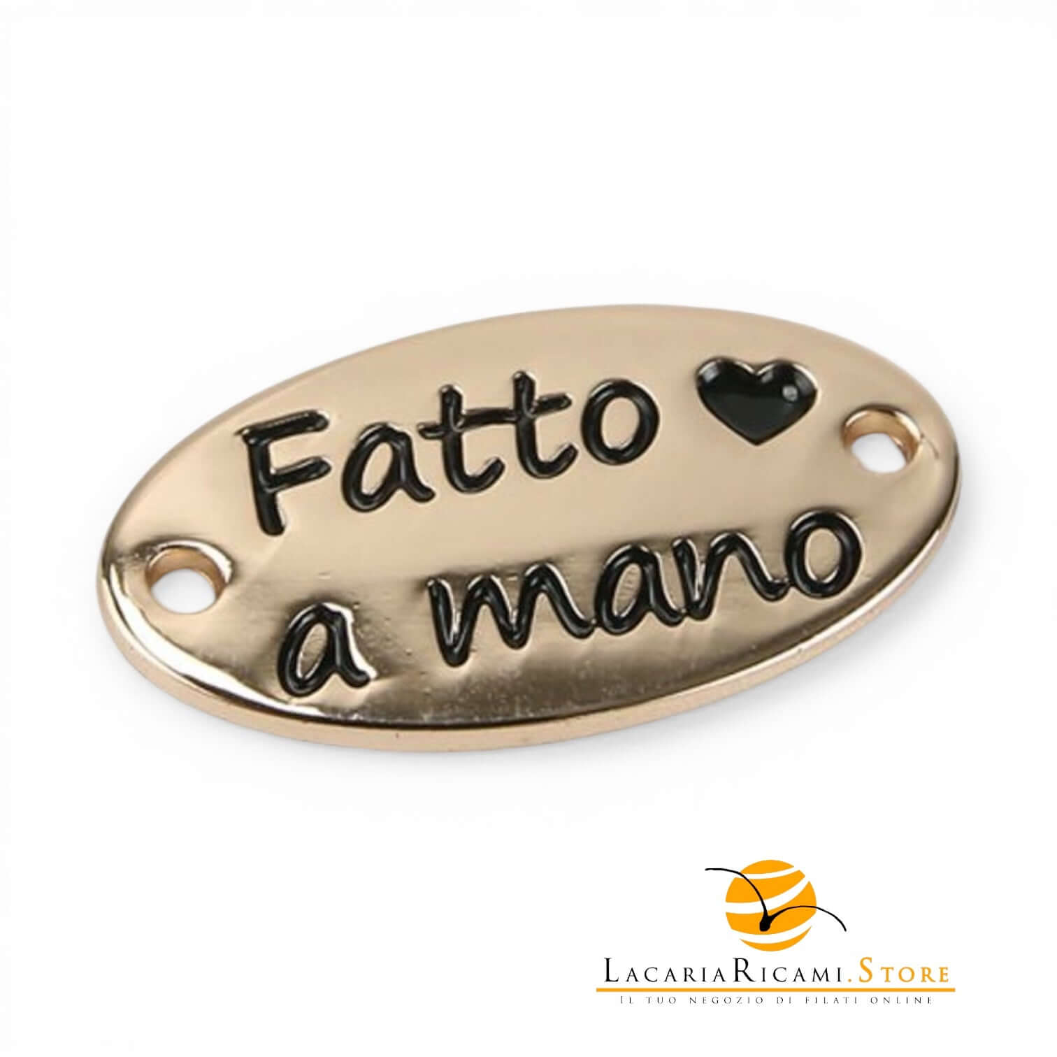 Etichetta HANDMADE In Metallo - MAF Accessories - Colore: OVALE 25x13mm - ORO - by LacariaRicami.Store